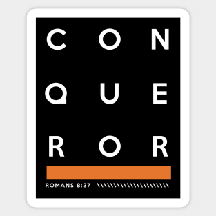 Bible Verse CONQUEROR Romans 8:37 Sticker